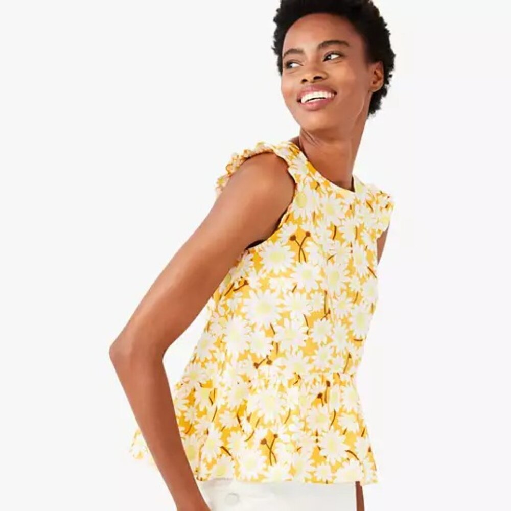 Kate spade yellow sunflower top nwt